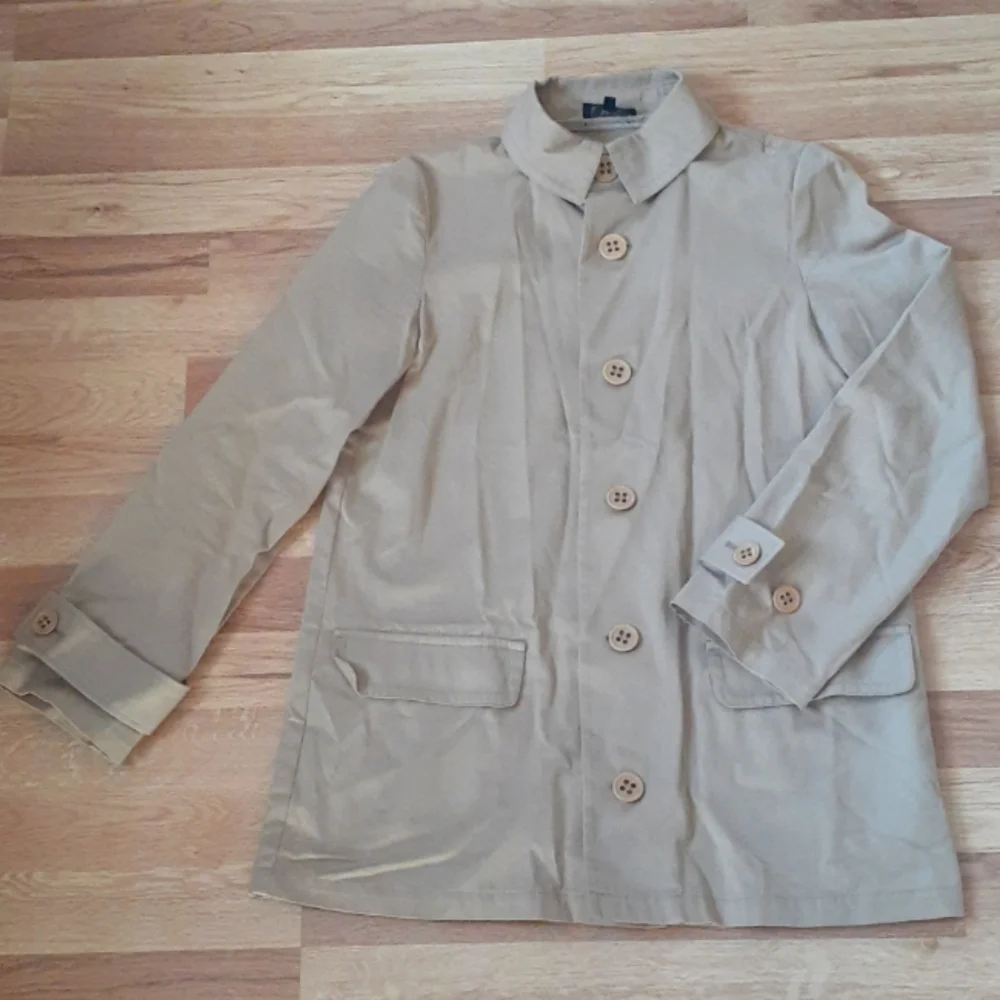 A.P.C. Single Breasted Short Classic Beige Tan Camel Cotton Trenchcoat Size 34 - Picture 2 of 10